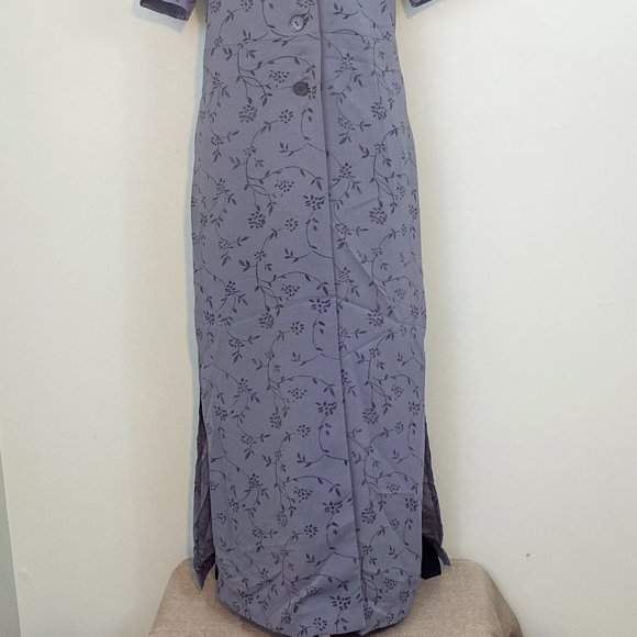 Bahari Group Fattaneh | Vintage | New York | Floral Blue Button Down Maxi Dress - Picture 12 of 13